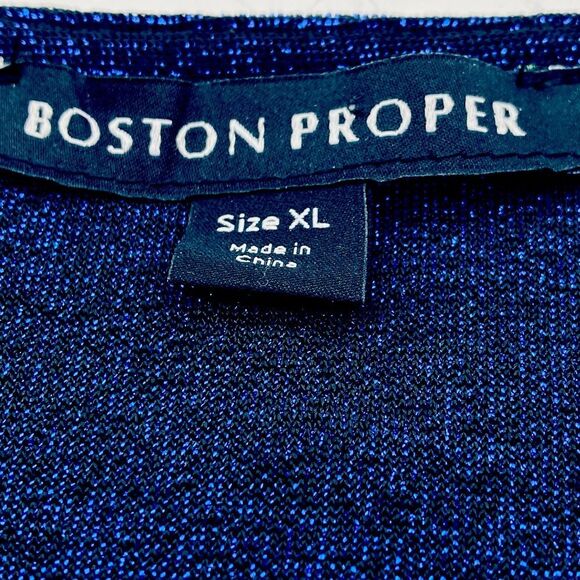 Boston Proper Asymmetrical Sapphire Lurex Sexy Tunic XL Excellent Condition - Picture 6 of 6